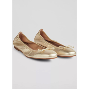 LK Bennett Trilly Gold Metallic Leather Ballerina Pumps